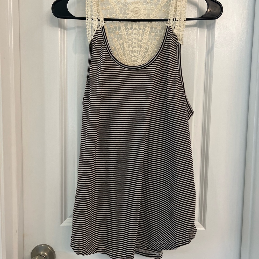Chic Striped Black and White Women's Tank Top